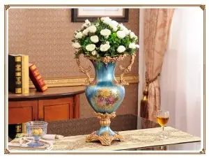 Bình Hoa Tân Cổ Điển Xanh Ngọc Rumix1