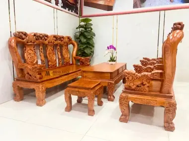 Salon Gỗ Gõ Đỏ Thúng Đỉnh Lân Tay Rùa - Sl3012