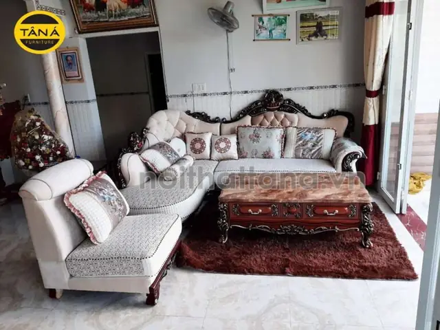 Sofa Nỉ Tân Cổ Điển