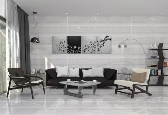 Kiểu Ốp Tường Phòng Khách Vuông Thẳng