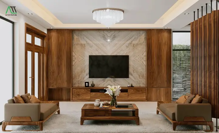 Ứng Dụng Nhựa Giả Gỗ Ốp Tường Trong Thiết Kế Nội Thất Phòng Khách