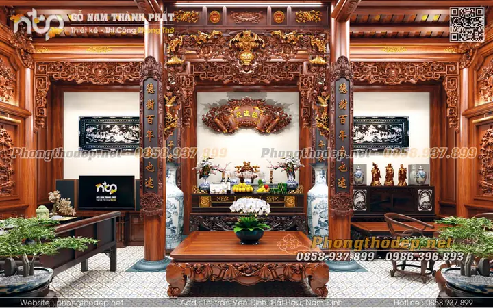 Phòng Khách Kết Hợp Phòng Thờ Trong Nhà Gỗ Tại Hải Dương Phòng Khách Kết Hợp Phòng Thờ Trong Nhà Gỗ Tại Hải Dương