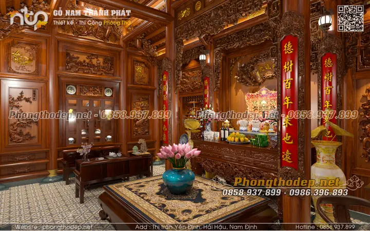 Mẫu Phòng Khách Kết Hợp Phòng Thờ Trong Nhà Gỗ 3 Gian Mẫu Phòng Khách Kết Hợp Phòng Thờ Trong Nhà Gỗ 3 Gian