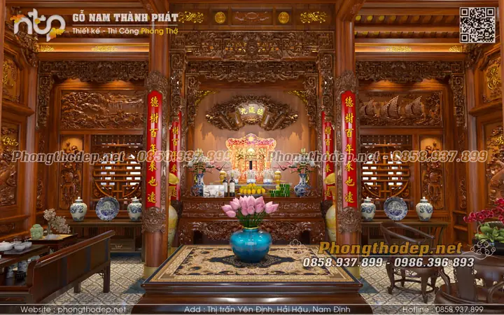 Thiết Kế Phòng Khách Có Bàn Thờ (sập Thờ) Dạng Đứng Thiết Kế Phòng Khách Có Bàn Thờ (sập Thờ) Dạng Đứng