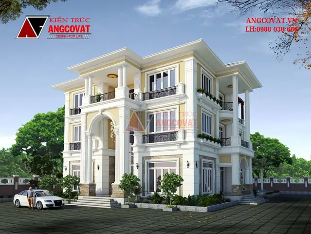 Cách Chia Phòng Trong Biệt Thự Vuông 3 Tầng Cổ Điển 300m2 Có Bể Bơi 7 Phòng Ngủ Bt42125