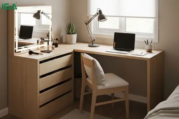 Vì Sao Nên Chọn Bàn Trang Điểm Kết Hợp Bàn Làm Việc Cho Phòng Ngủ Nhỏ?