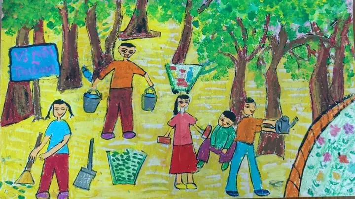 Vẽ Tranh Với Hình Ảnh Dọn Dẹp Rác Thải Vẽ Tranh Với Hình Ảnh Dọn Dẹp Rác Thải