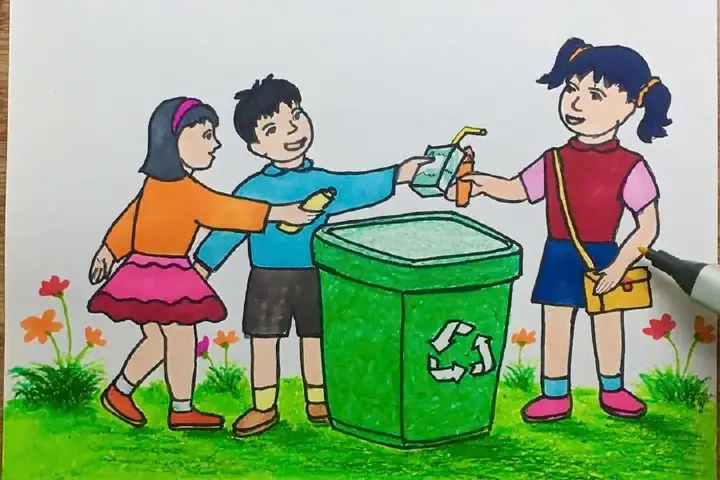 Vẽ Tranh Với Hình Ảnh Dọn Dẹp Rác Thải Vẽ Tranh Với Hình Ảnh Dọn Dẹp Rác Thải
