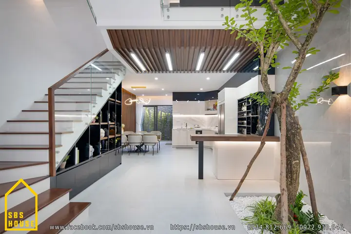 Mẫu Cầu Thang Nhà Lệch Tầng Đẹp Hiện Đại