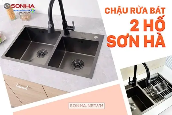 Chậu Rửa Bát Inox Sơn Hà Handmade 2 Hố Cân Hm.x.2c.82.2.3 (820 X 450 X 215 Mm)