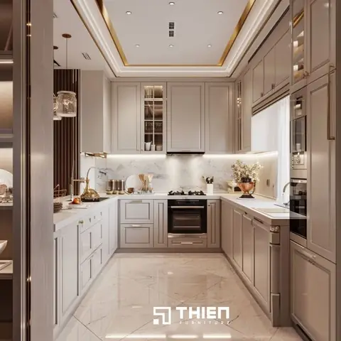 Thiết Kế Phòng Bếp Chung Cư Tân Cổ Điển