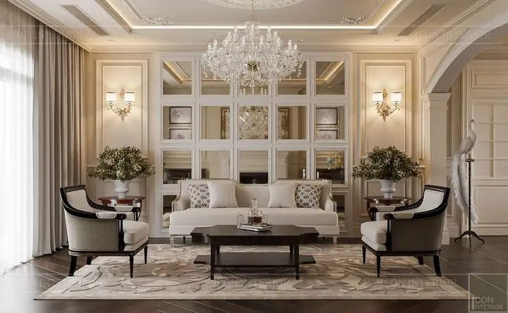 Thiết Kế Phòng Khách Chung Cư Tân Cổ Điển