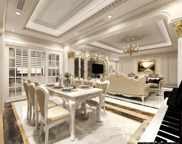 Mẫu Thiết Kế Nội Thất Chung Cư Tân Cổ Điển Pháp