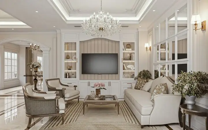 Thiết Kế Phòng Khách Chung Cư Tân Cổ Điển