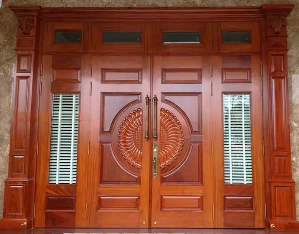 Top 20 Mẫu Cửa Gỗ 4 Cánh Mặt Tiền Đẹp