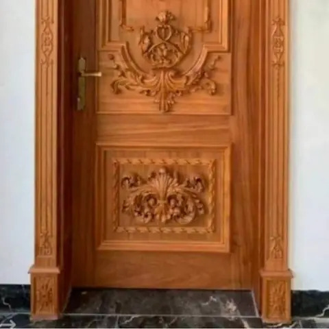 Kiểu Dáng Chi Tiết Cửa Phòng Ngủ Gỗ Gõ Đỏ Chạm Khắc Phong Cách Tân Cổ Điển