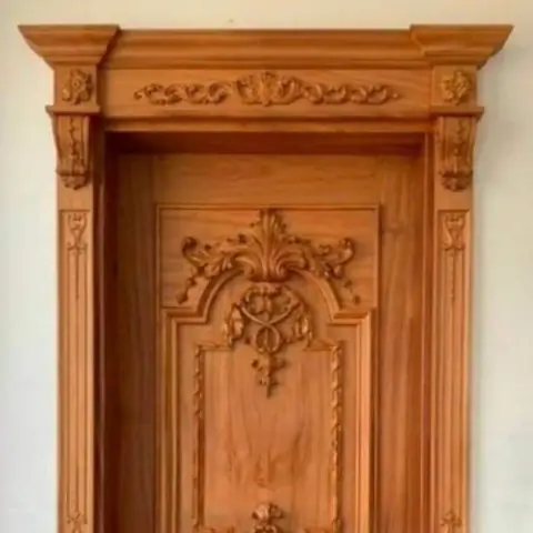 Kiểu Dáng Chi Tiết Cửa Phòng Ngủ Gỗ Gõ Đỏ Chạm Khắc Phong Cách Tân Cổ Điển