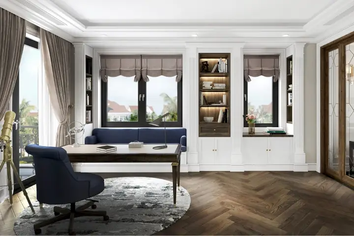 Top 15 Mẫu Bàn Làm Việc Tân Cổ Điển Đẹp, Xa Hoa, Sang Trọng