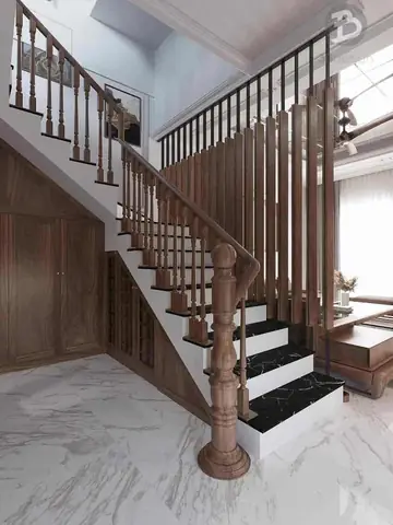 Cầu Thang Gỗ Óc Chó Tự Nhiên Được Nhiều Gia Chủ Yêu Thích