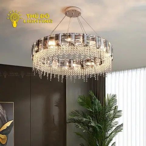 Đèn Treo Phòng Khách 3 Vòng Vàng