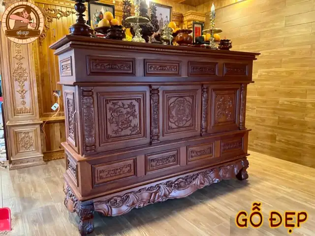 Tủ Thờ Gỗ Hương Bt 143