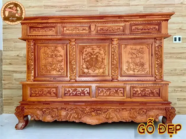 Tủ Thờ Gỗ Hương Bt 143