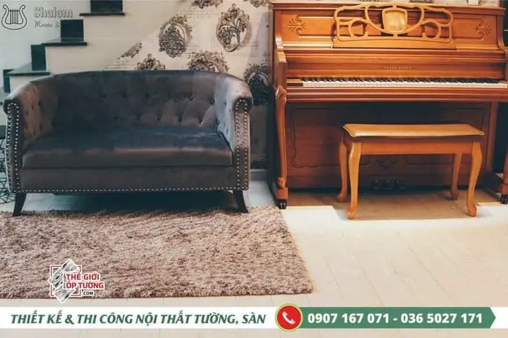 Hình Ảnh Thi Công Giấy Dán Tường Cao Cấp Cho Lớp Dạy Đàn Nhạc Tại Tphcm