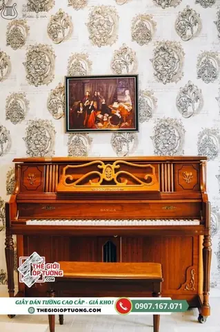 Hình Ảnh Thi Công Giấy Dán Tường Cao Cấp Cho Lớp Dạy Đàn Nhạc Tại Tphcm