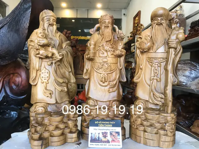 Tượng Tam Đa Phúc Lộc Thọ Gỗ Bách Xanh Tượng Tam Đa Phúc Lộc Thọ Gỗ Bách Xanh