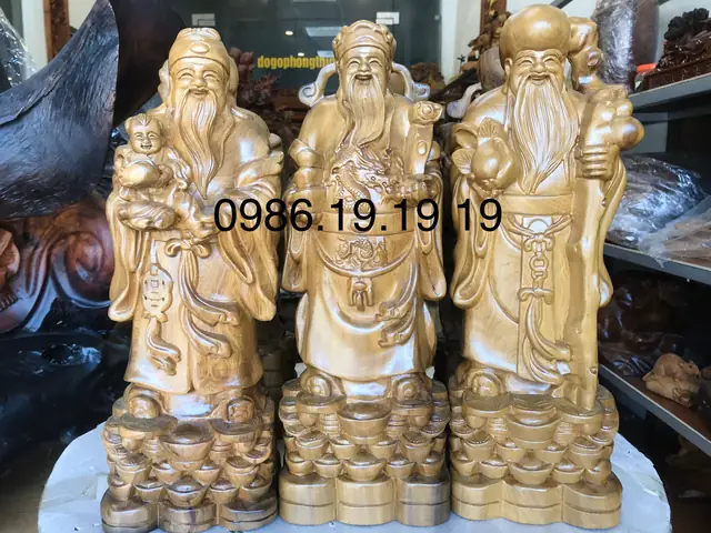 Tượng Tam Đa Phúc Lộc Thọ Gỗ Bách Xanh Tượng Tam Đa Phúc Lộc Thọ Gỗ Bách Xanh