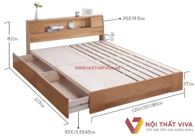 Các Kích Thước Giường Gỗ Sồi Phổ Biến Hiện Nay