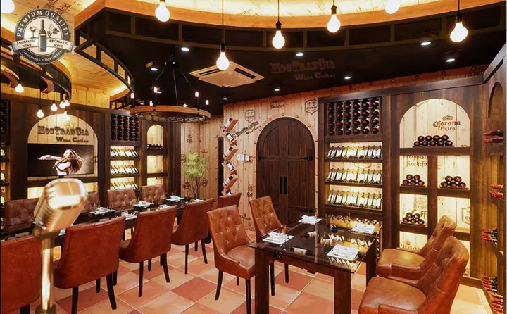 Thiết Kế Hầm Rượu Kết Hợp Quầy Bar Sang Trọng