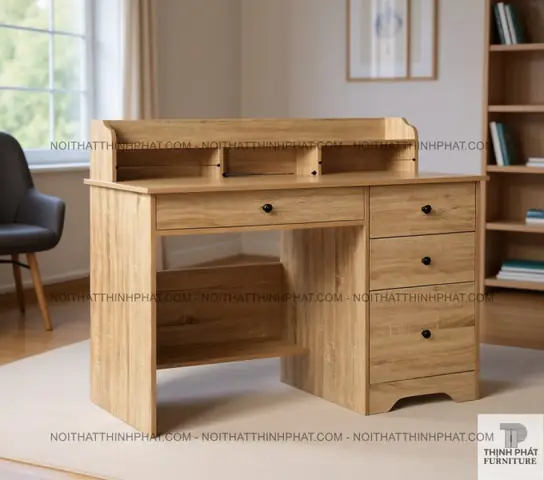 Bàn Học, Bàn Làm Việc Gỗ Công Nghiệp Có 4 Ngăn Kéo – Thiết Kế Nhỏ Gọn Đa Năng Blv36