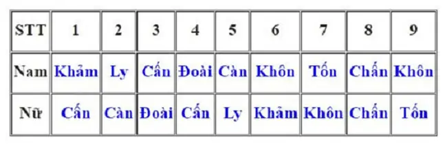 Cách Tính Cung Mệnh Tuổi Nhâm Tý