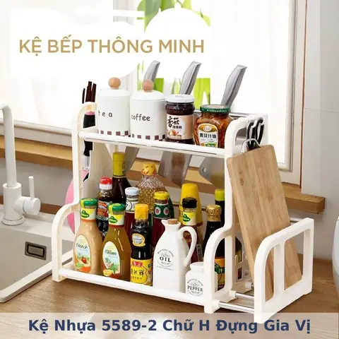 Kệ Đựng Gia Vị Nhà Bếp 2 Tầng Chữ H