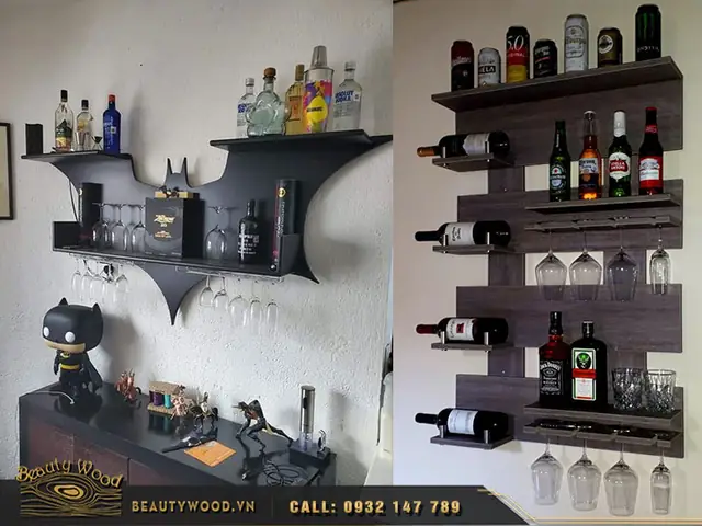 50 Mẫu Kệ Rượu Gỗ Treo Tường Đẹp Giá Rẻ