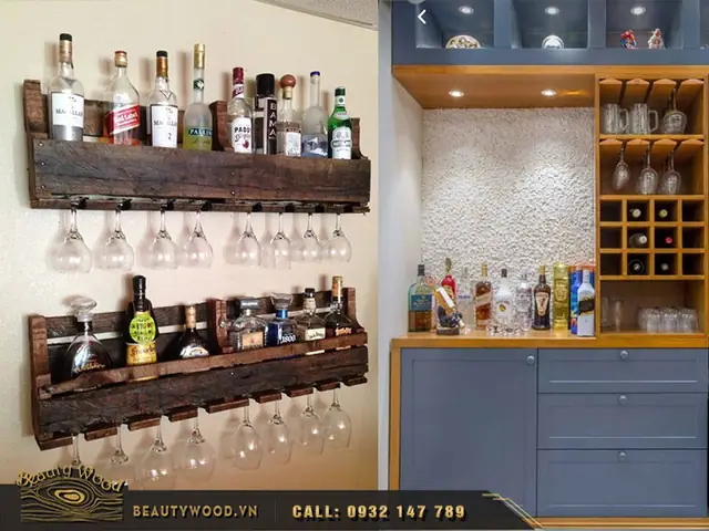 50 Mẫu Kệ Rượu Gỗ Treo Tường Đẹp Giá Rẻ