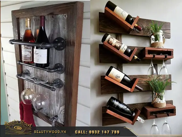 50 Mẫu Kệ Rượu Gỗ Treo Tường Đẹp Giá Rẻ