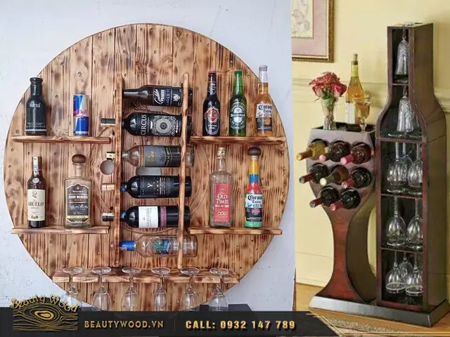 50 Mẫu Kệ Rượu Gỗ Treo Tường Đẹp Giá Rẻ