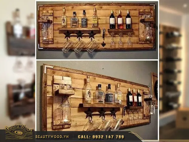 50 Mẫu Kệ Rượu Gỗ Treo Tường Đẹp Giá Rẻ