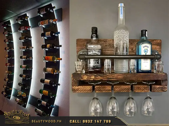 50 Mẫu Kệ Rượu Gỗ Treo Tường Đẹp Giá Rẻ