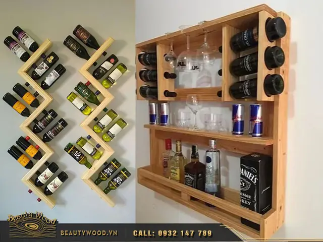 50 Mẫu Kệ Rượu Gỗ Treo Tường Đẹp Giá Rẻ