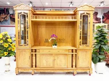 Kệ Tivi Đa Năng Gỗ Gõ Đỏ Tân Cổ Điển – Ktv949