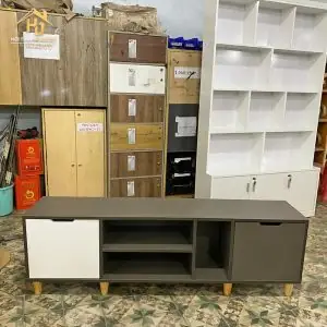 Kệ Tivi Chân Thấp Hiện Đại Màu Nâu Trầm