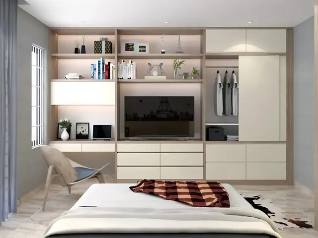 Tủ Quần Áo Kết Hợp Kệ Tivi Cho Phòng Ngủ Nhỏ