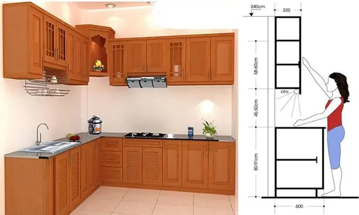Kích Thước Tủ Bếp Gỗ