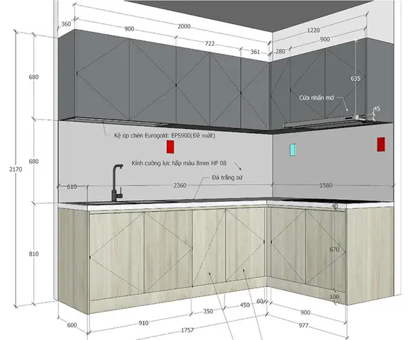 Kích Thước Phần Tủ Bếp Dưới Kích Thước Phần Tủ Bếp Dưới