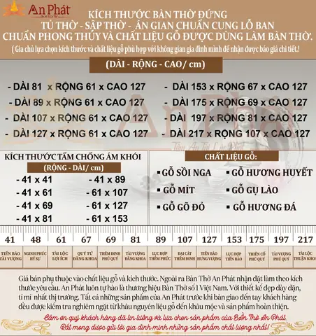 Kích Thước Và Chất Liệu Của Mẫu Bàn Thờ