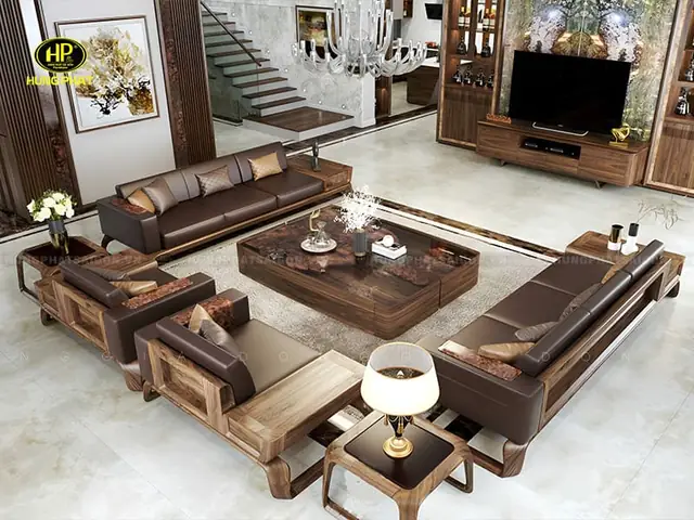 Bộ Ghế Sofa Gỗ Óc Chó Phong Khách Cao Cấp Ho-09 Bộ Ghế Sofa Gỗ Óc Chó Phong Khách Cao Cấp Ho-09