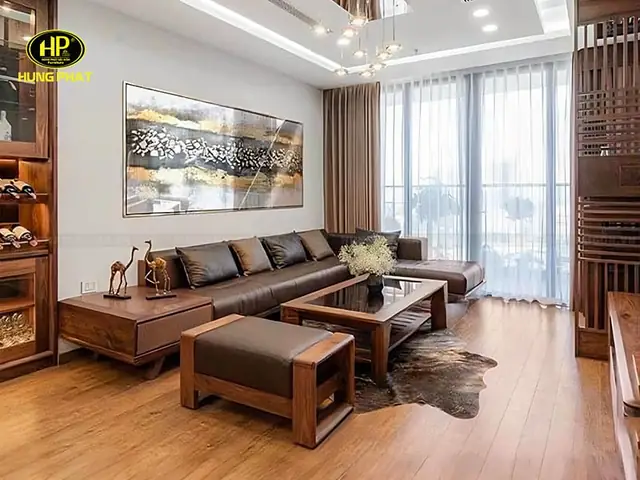 Sofa Gỗ Sồi Chữ L Hs-01 Sofa Gỗ Sồi Chữ L Hs-01